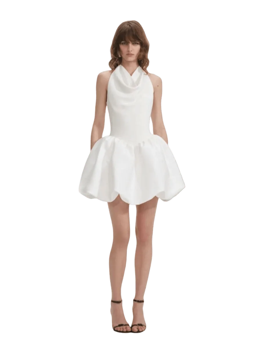 Self-Portrait White Halter Neck Mini Dress