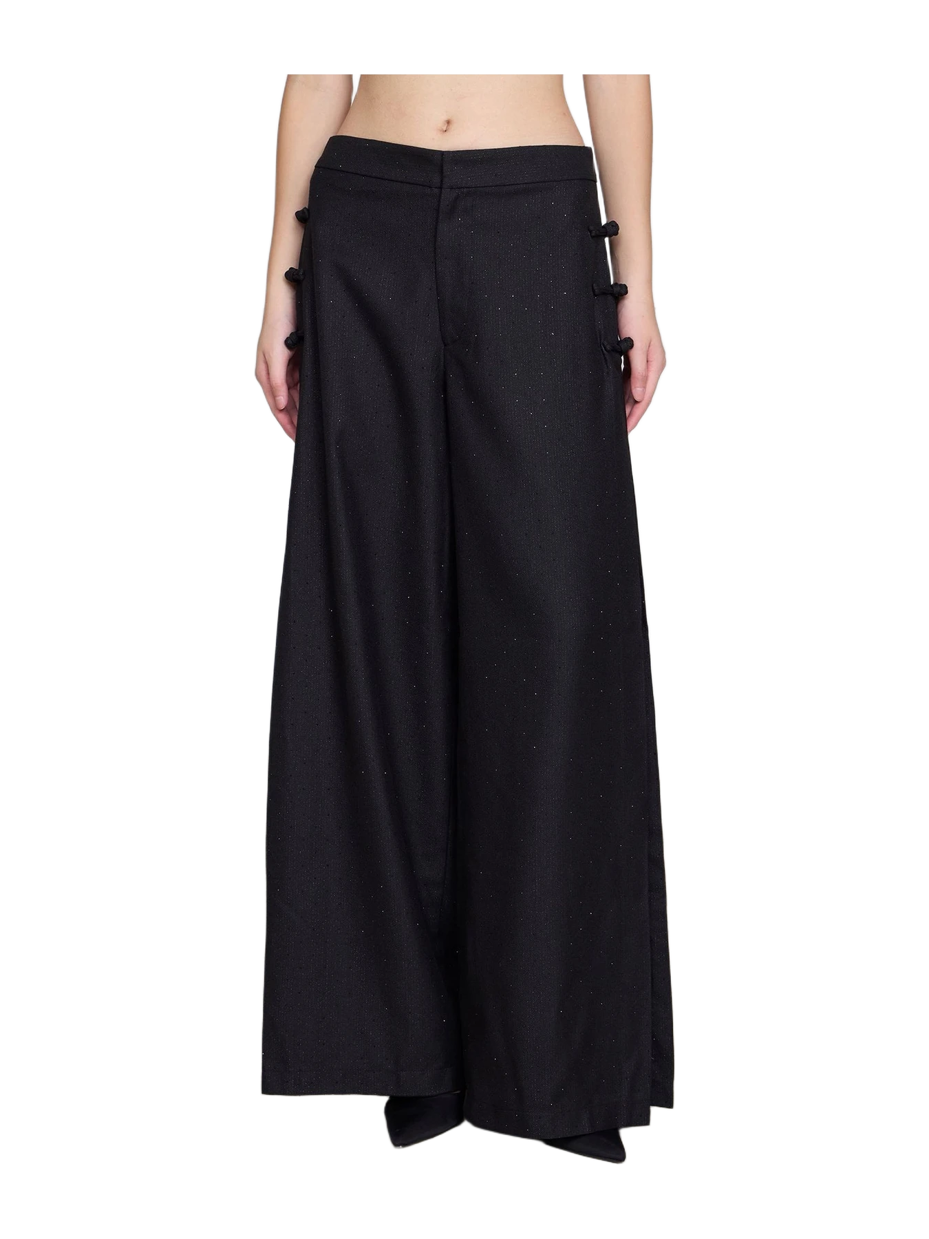 Qipology Wide Leg Pleated Pants (sequinned Black)
