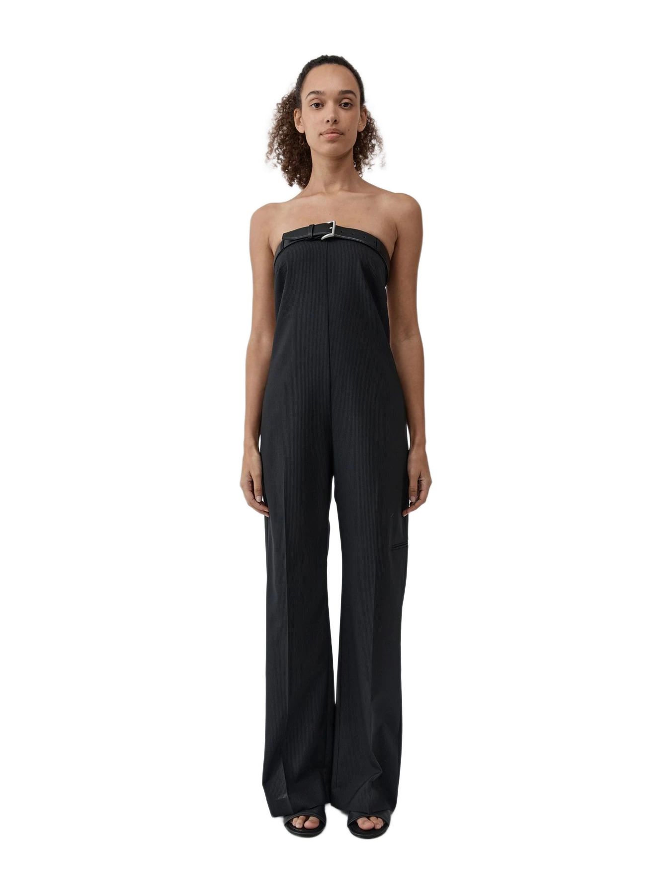 St. Agni Wool Pinstripe Deconstructed Jumpsuit - Fine Pinstripe