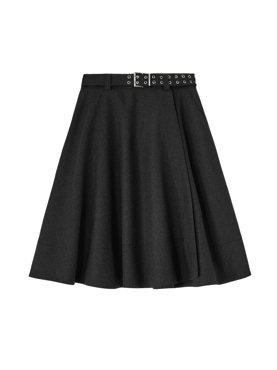 GANNI Wool Suiting Wrap Skirt