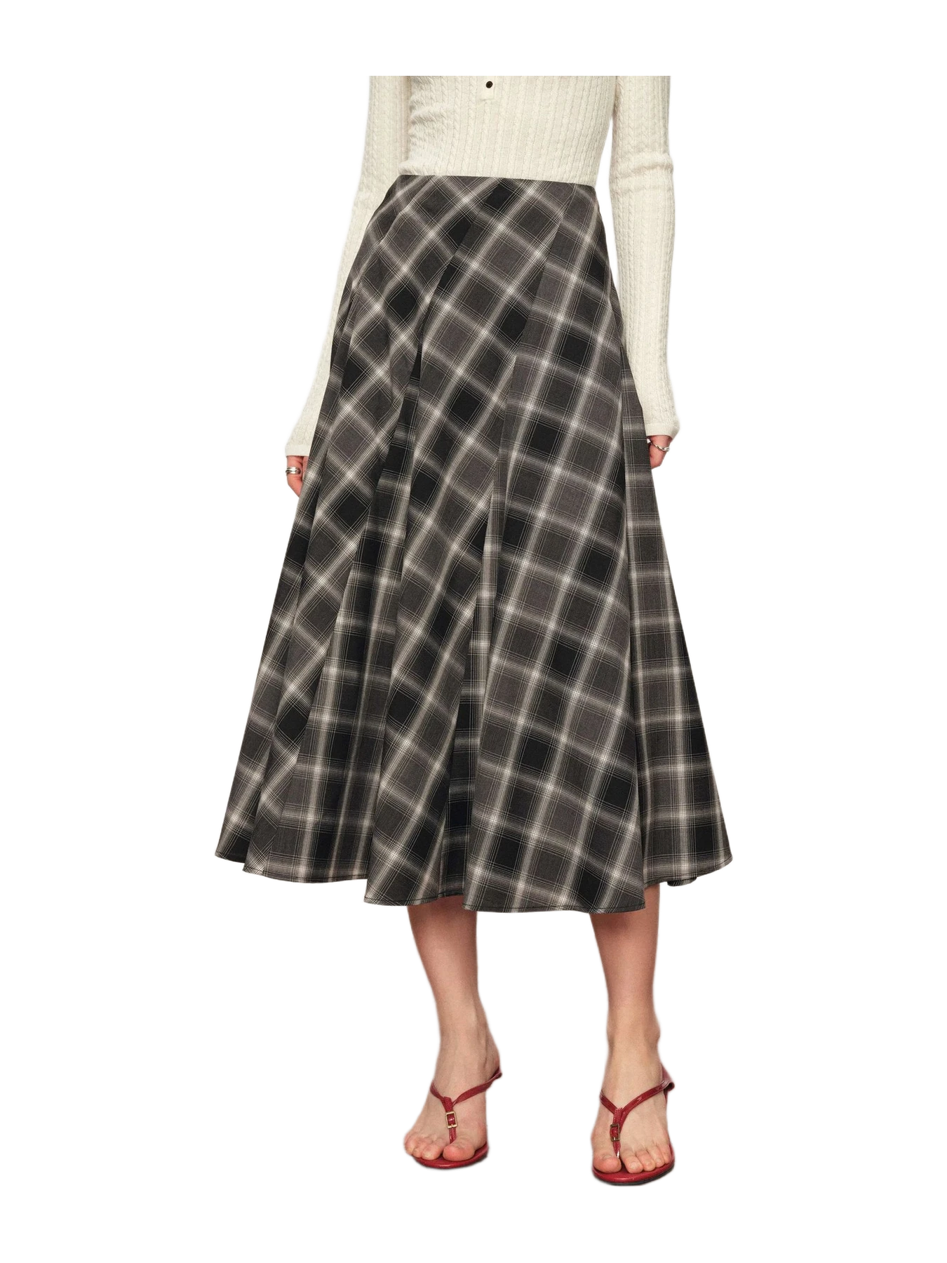 Fabrique Xaviera Checkered Maxi Skirt In Fine Wool Blend