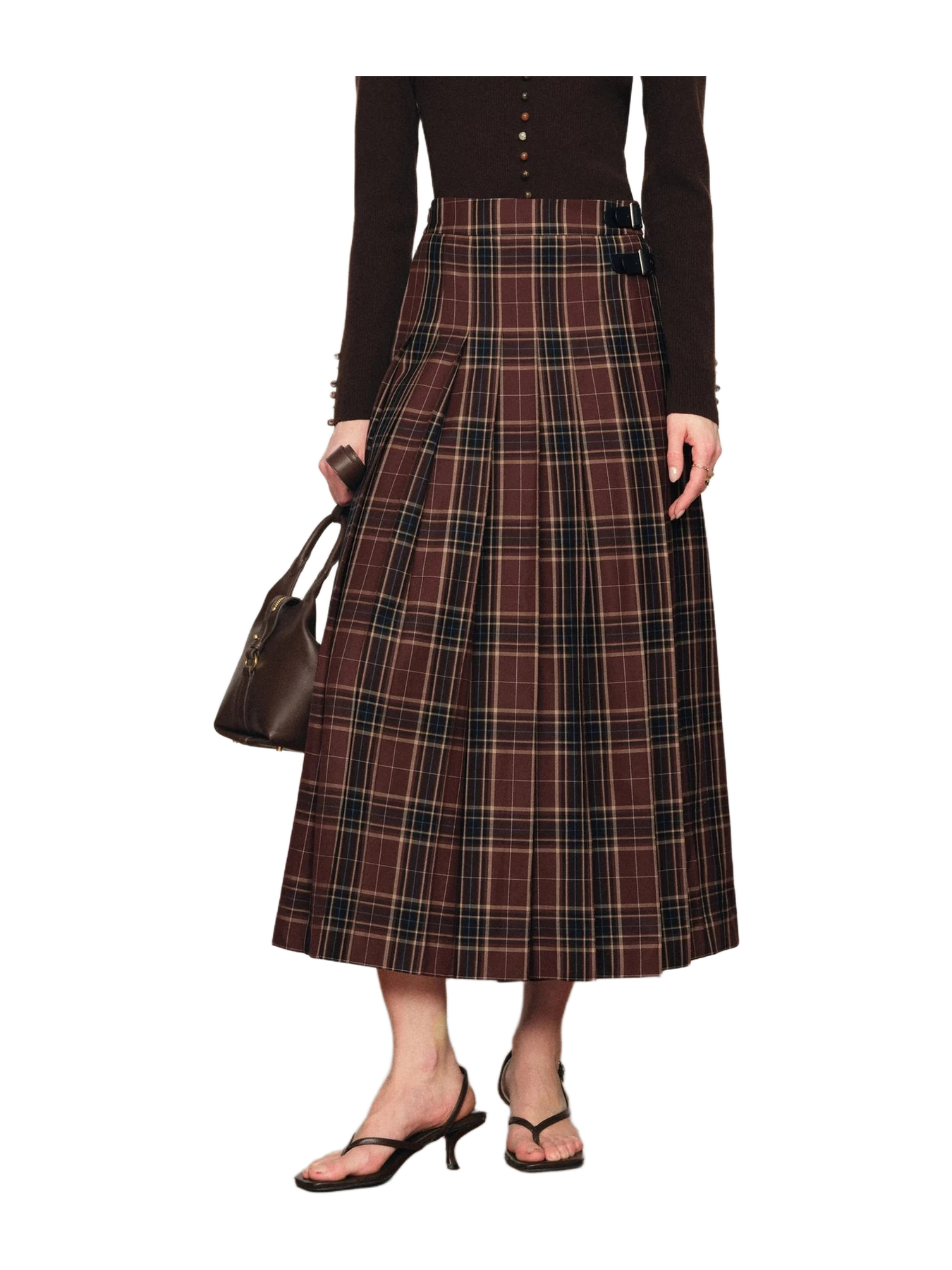 Fabrique Yehudit Plaid Pleated Wool Maxi Skirt In Wool Blend