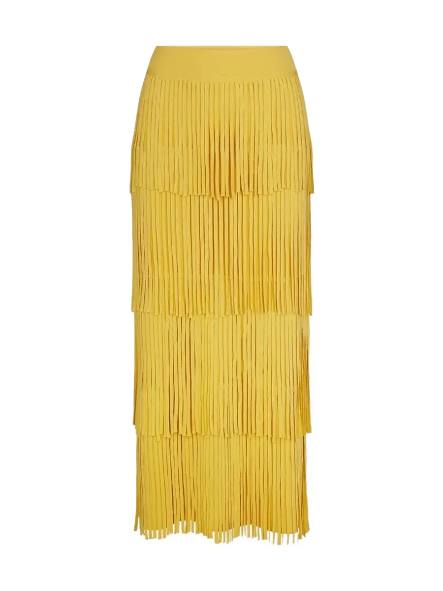 Simon Miller Za Za Knit Fringe Skirt in Butter