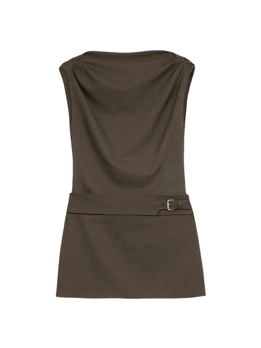 Laagam ZOLA BROWN SHORT DRESS
