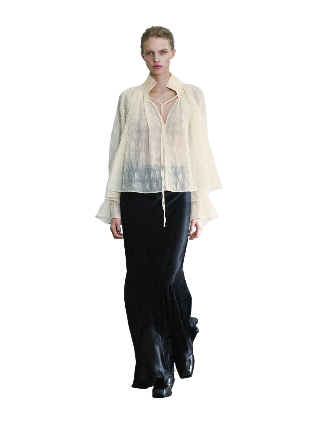 Zara Zw Collection Lyocell-Blend Ruched Blouse
